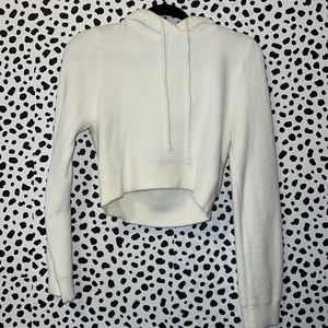 Zara Teddy Cropped Hooded Sweatshirt